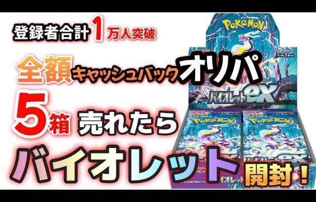 【#ポケカオリパ】最低全額キャッシュバックオリパ！5箱売れたらバイオレットexを開封します！#ポケカ　#ポケカ開封　#ポケモンカード